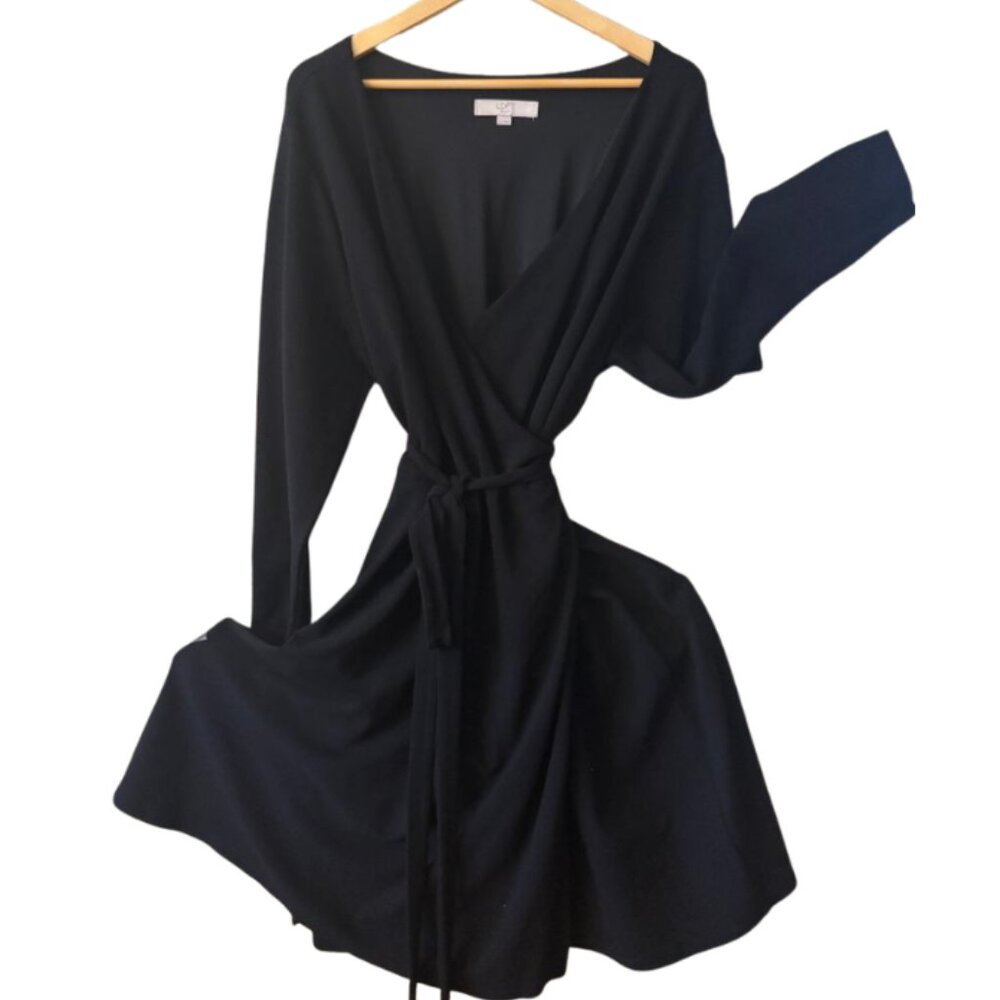 LOFT Wrap Dress Elegant Black Long Sleeve Dress